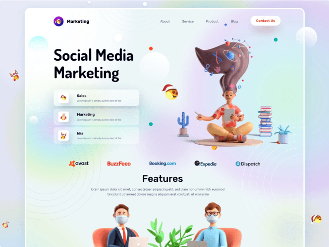 Marketing social media design concept